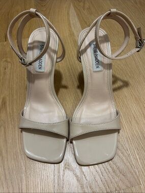 Steve Madden Blush Nude Ankle-Strap Block Heel Sandals